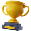 Trophy cup on stand, symbolizing international awards